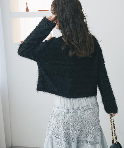 羽毛剪裁針織夾克開衫