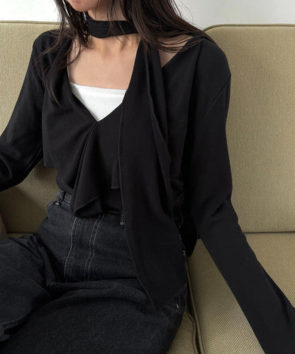 【CAPRICIEUX LE'MAGE】帶領結荷葉邊上衣