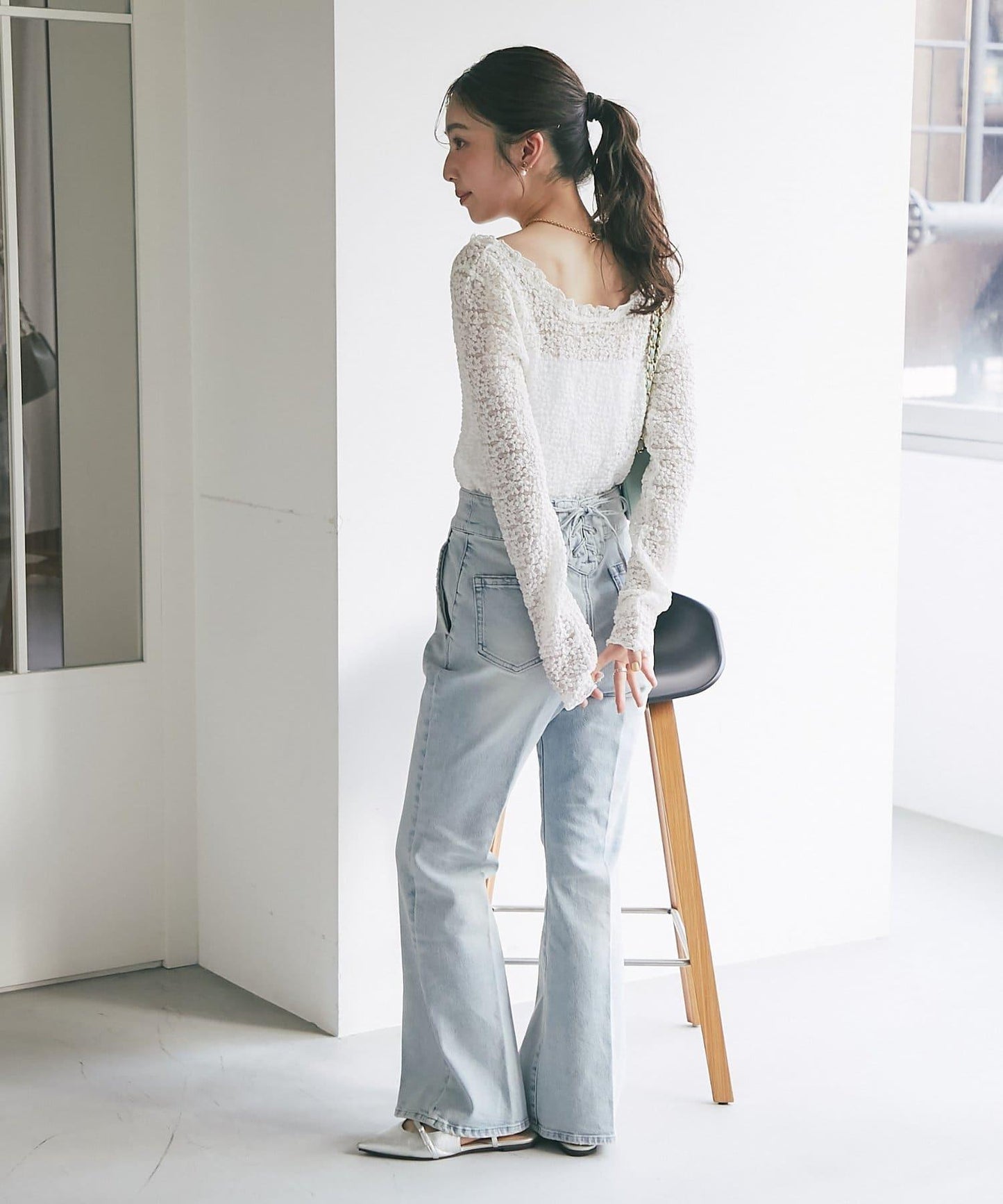 蕾絲彈力雙面可穿套頭衫