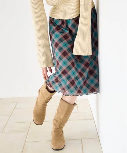 拼接透視半身裙