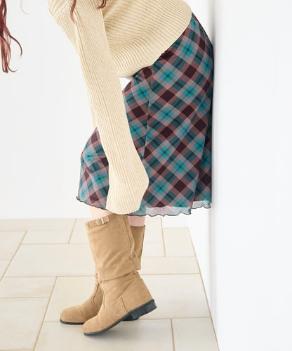 拼接透視半身裙