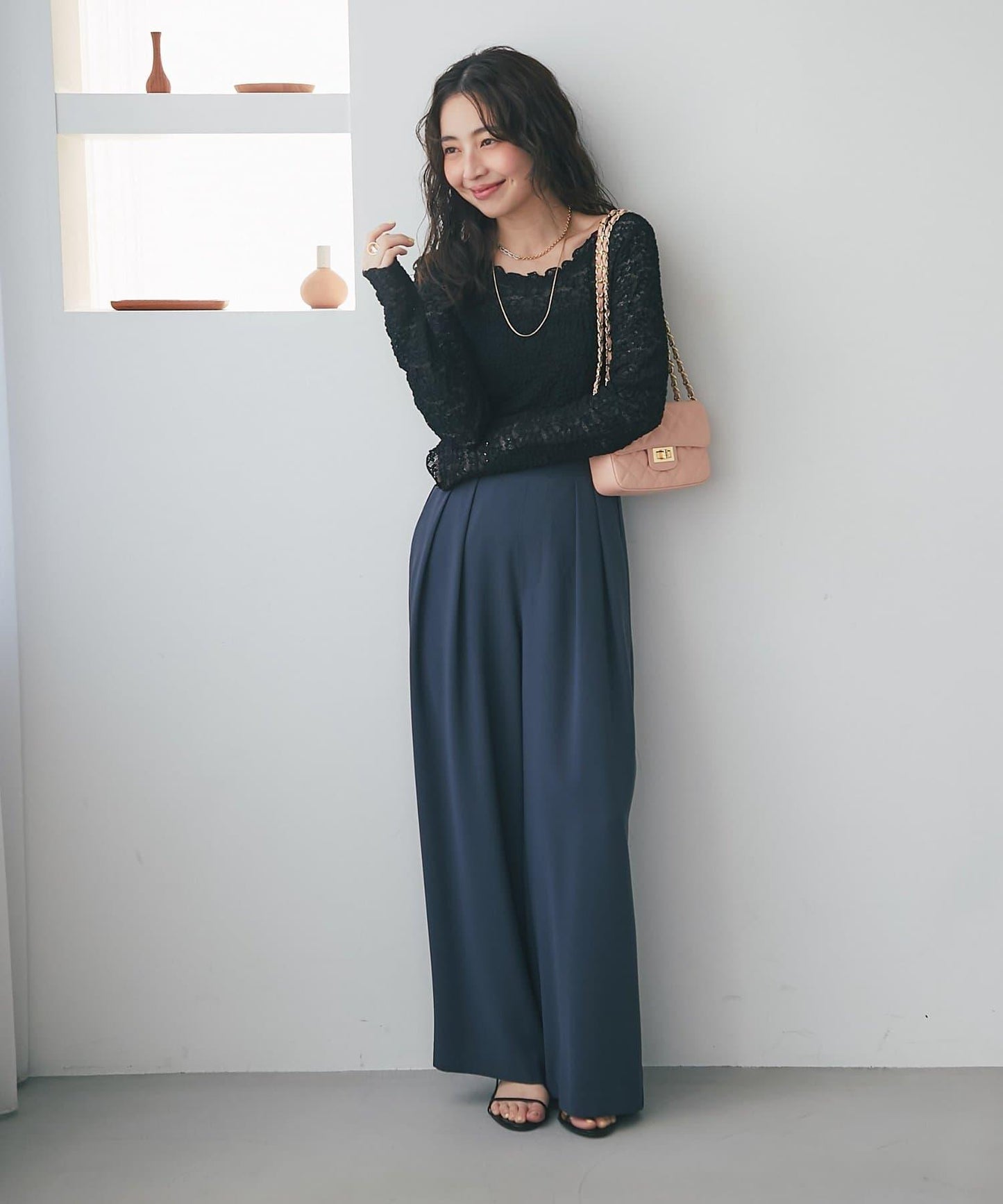 蕾絲彈力雙面可穿套頭衫