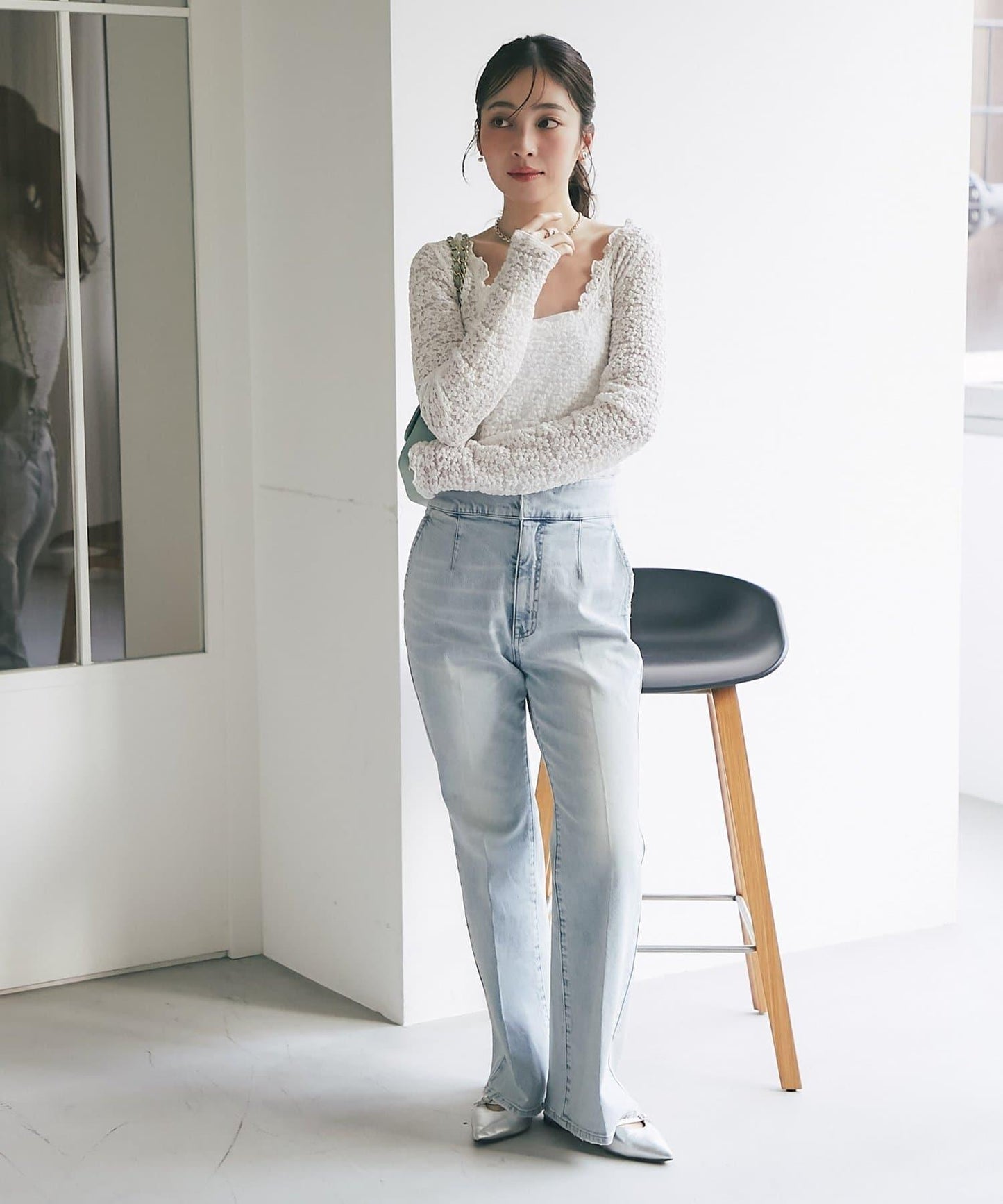 蕾絲彈力雙面可穿套頭衫