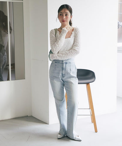 蕾絲彈力雙面可穿套頭衫