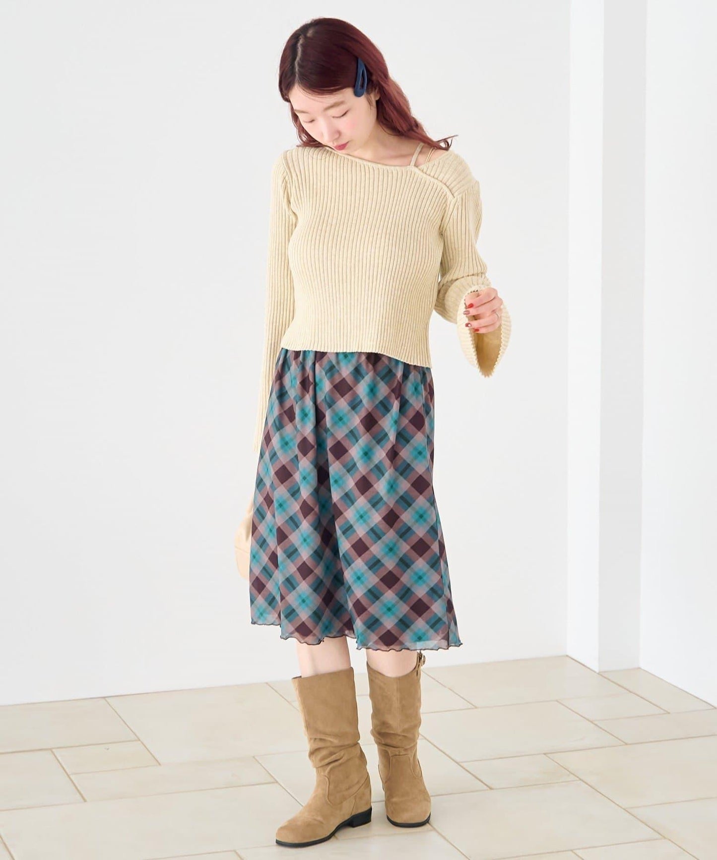 拼接透視半身裙