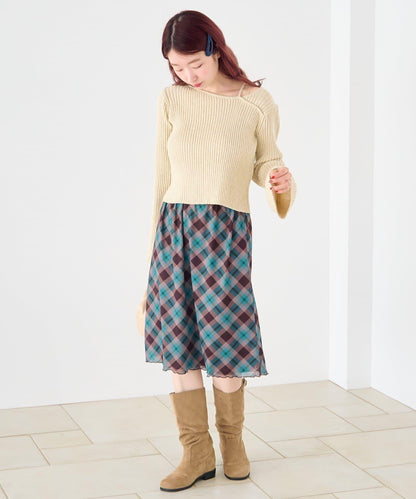 拼接透視半身裙