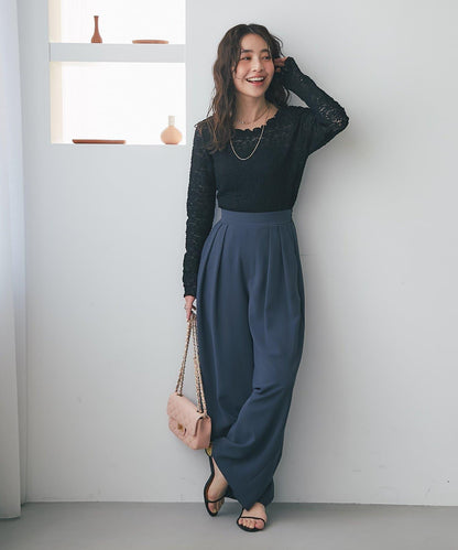 蕾絲彈力雙面可穿套頭衫