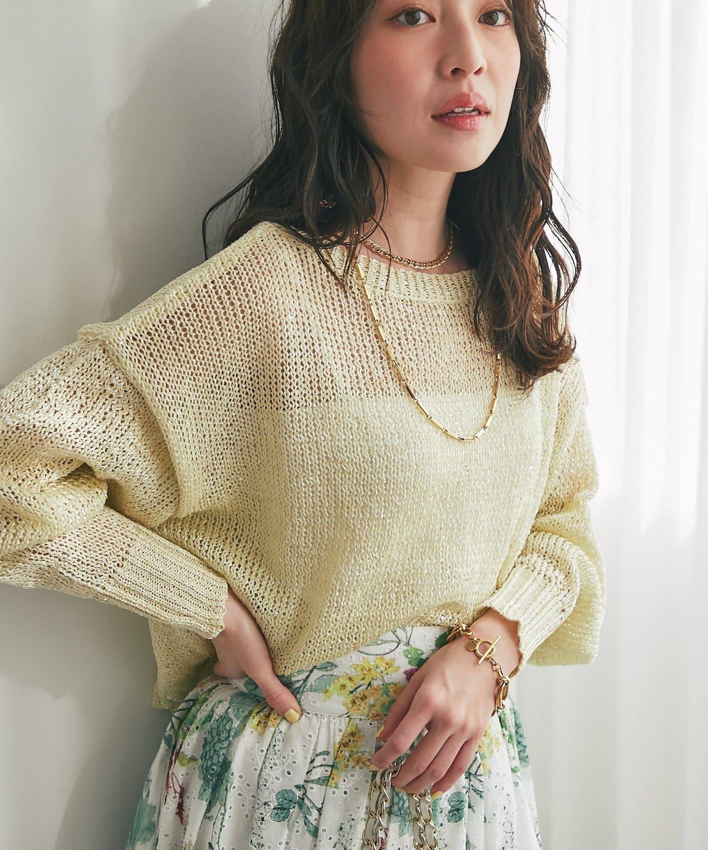 【復刻・新色黃色登場】亮片麻花針織衫