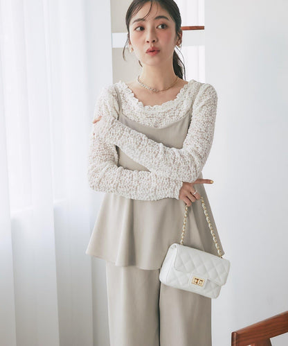 蕾絲彈力雙面可穿套頭衫