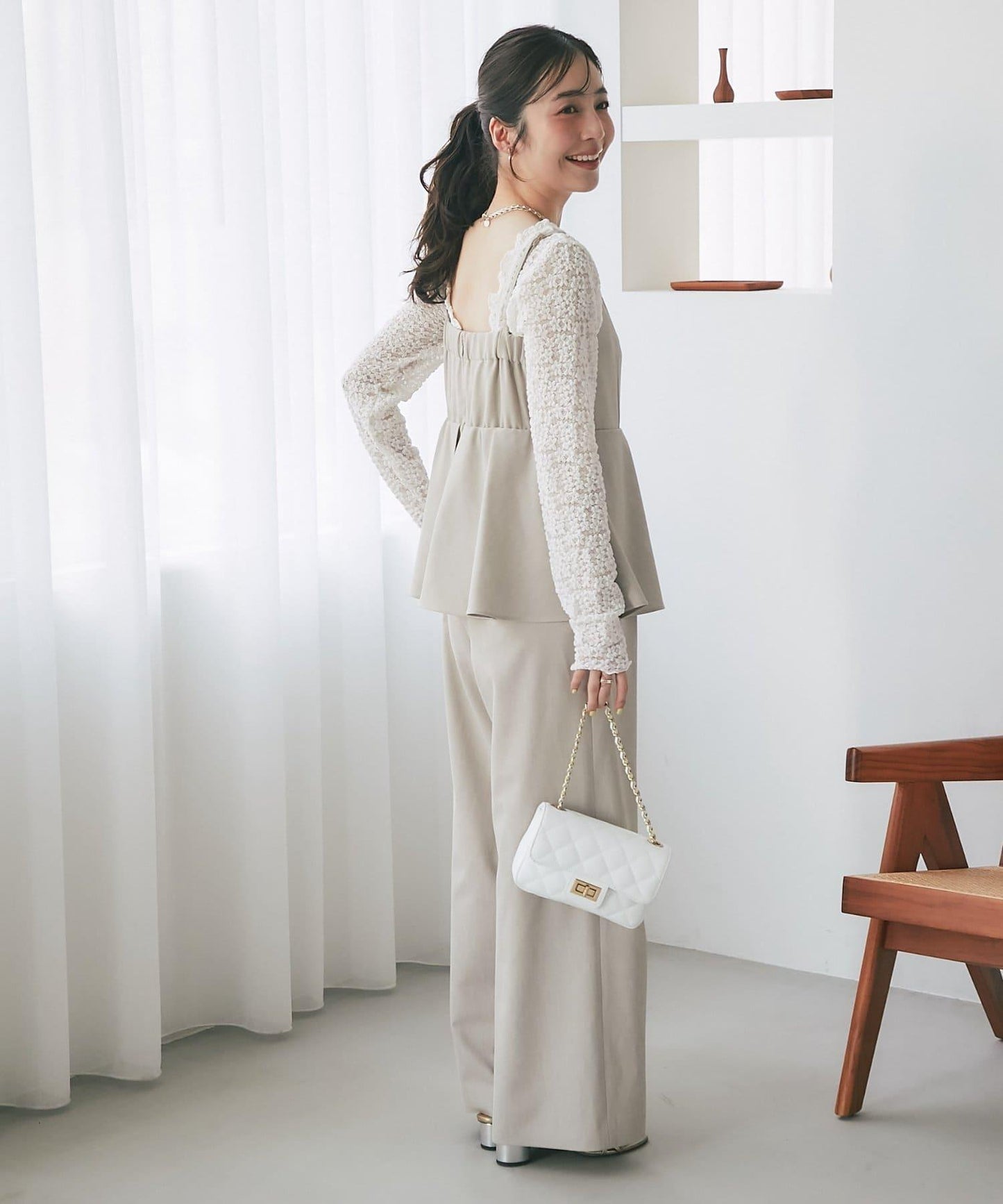 荷葉邊吊帶連體褲