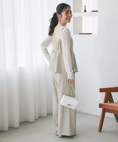 荷葉邊吊帶連體褲