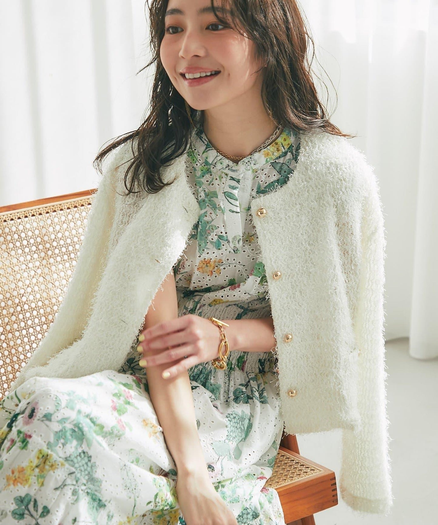 羽毛剪裁針織夾克開衫