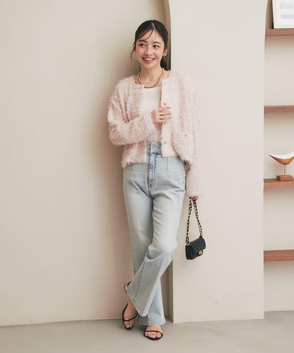 羽毛剪裁針織夾克開衫