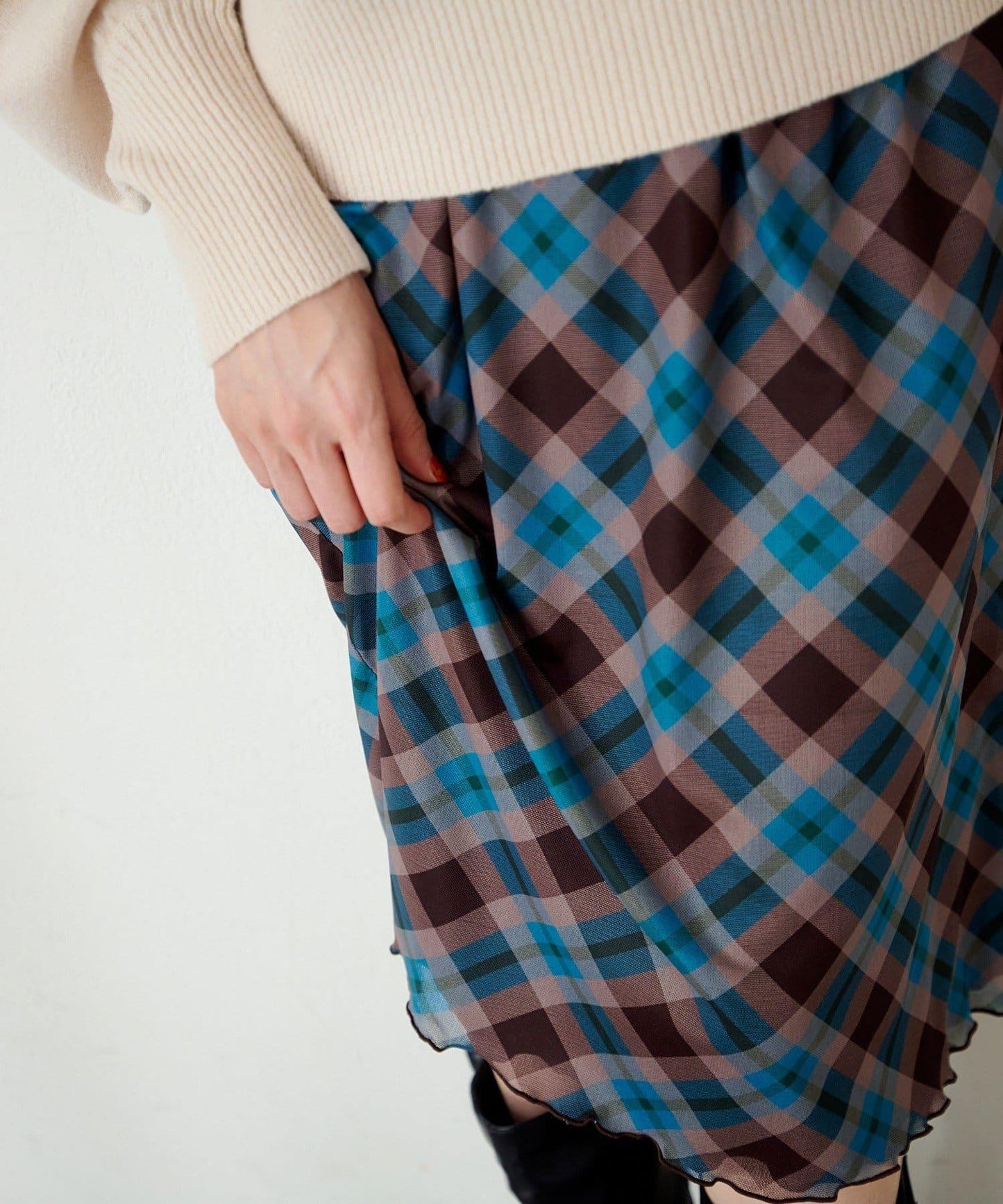 拼接透視半身裙