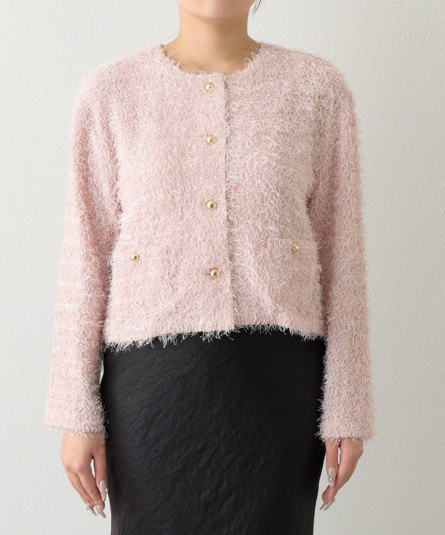 羽毛剪裁針織夾克開衫