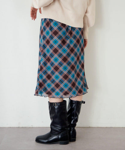 拼接透視半身裙