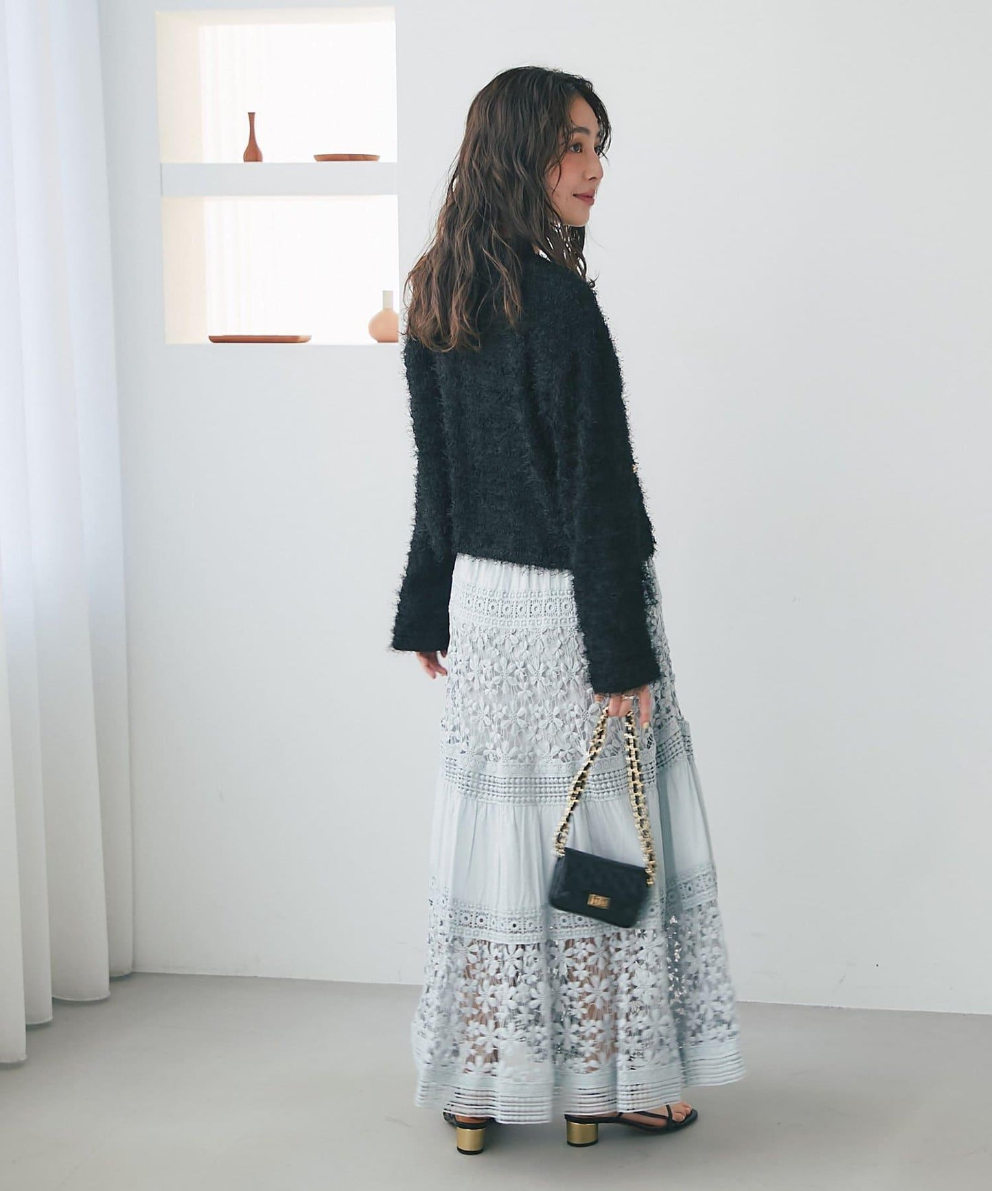 羽毛剪裁針織夾克開衫