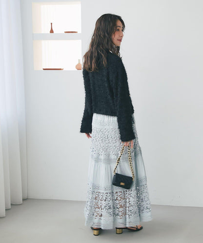 羽毛剪裁針織夾克開衫