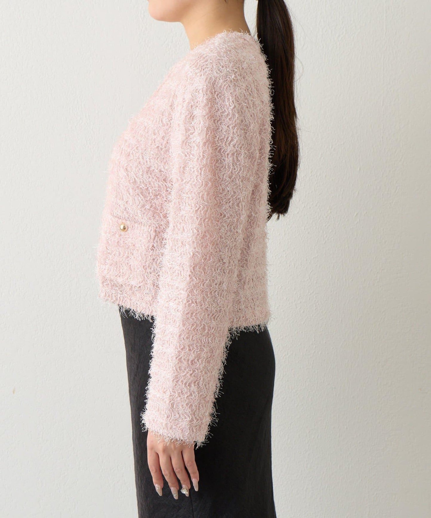 羽毛剪裁針織夾克開衫