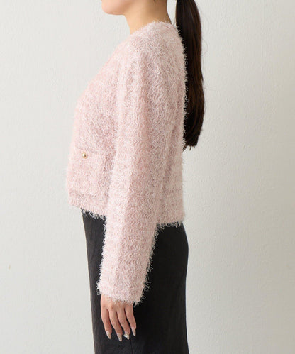 羽毛剪裁針織夾克開衫