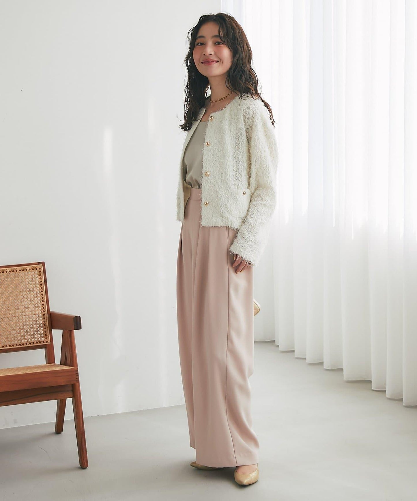 羽毛剪裁針織夾克開衫