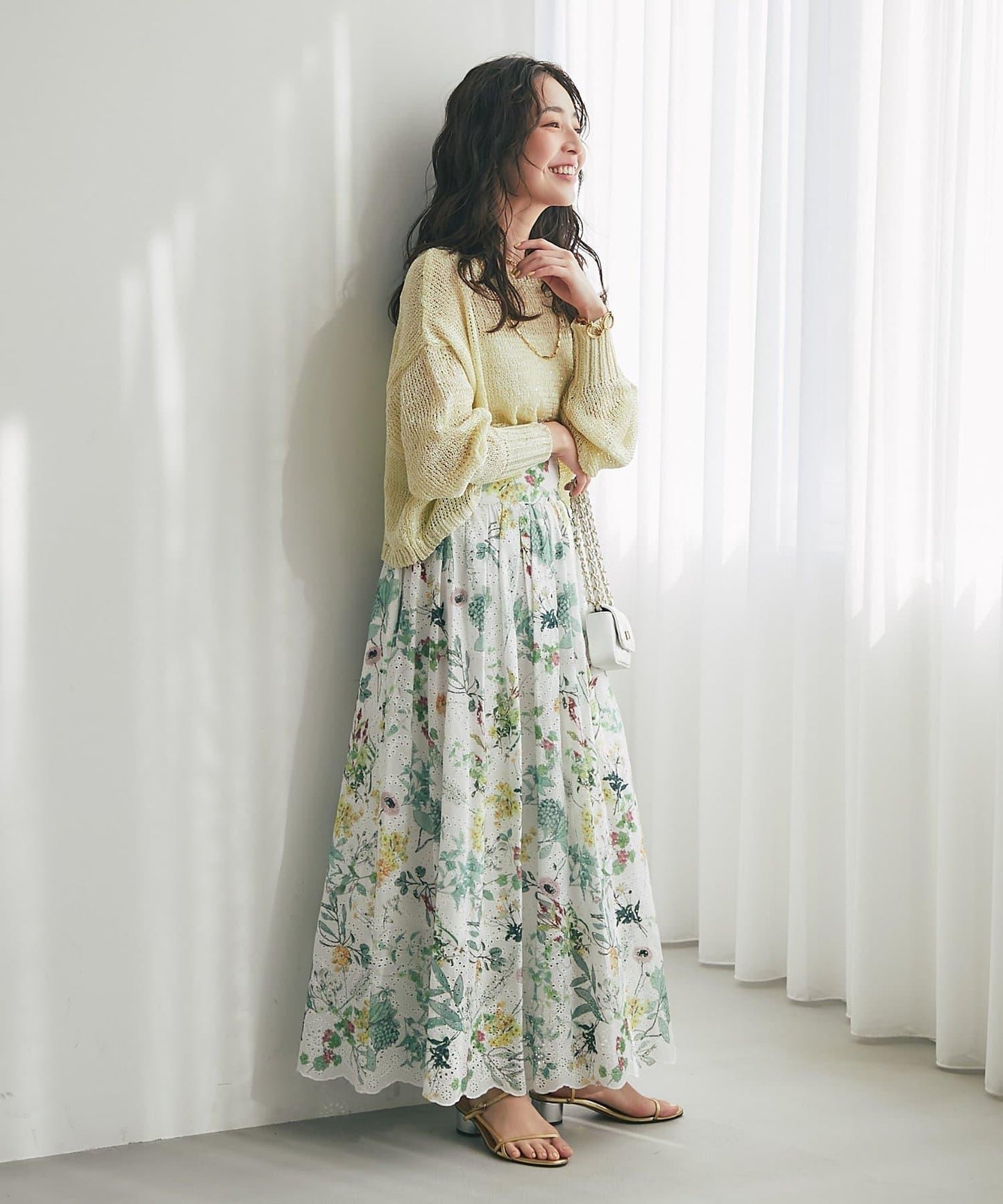 刺繡花印花半身裙