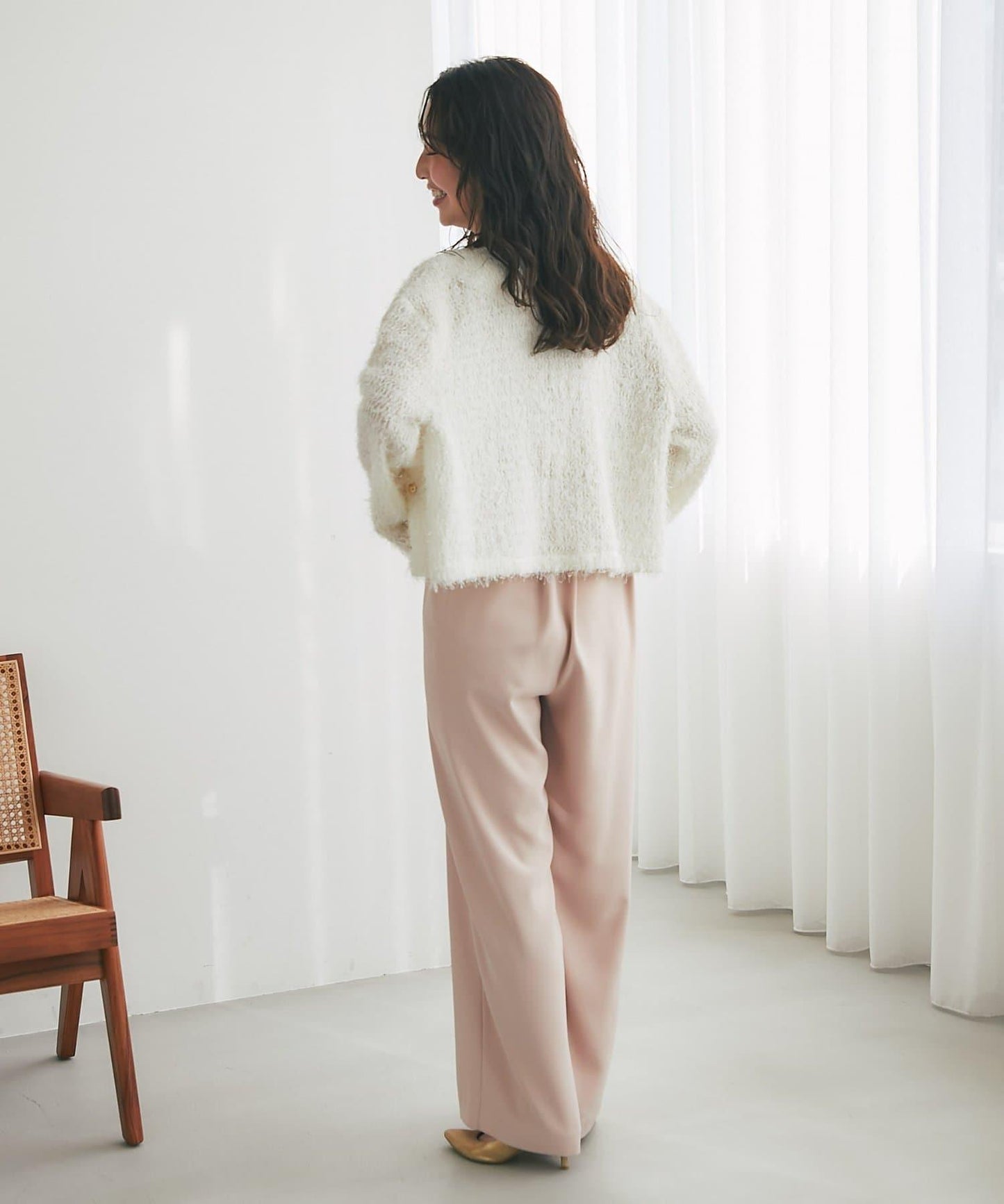 羽毛剪裁針織夾克開衫