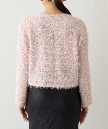 羽毛剪裁針織夾克開衫