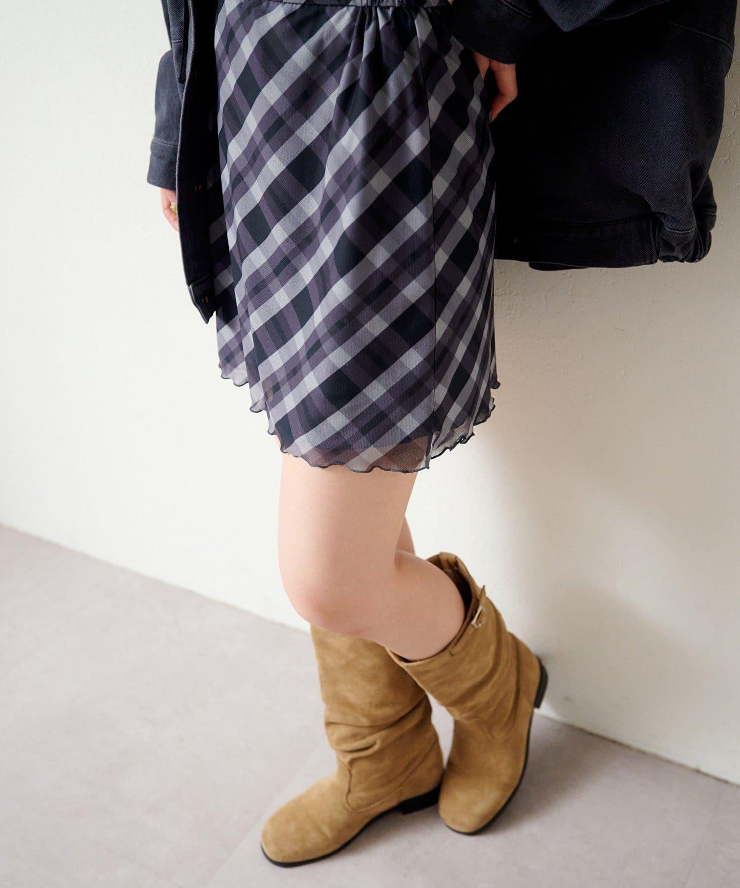 拼接透視半身裙