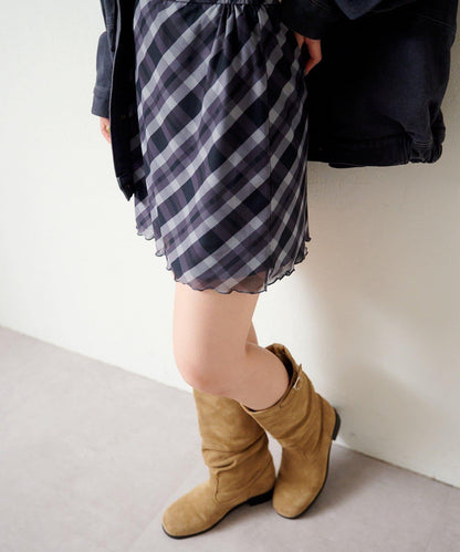 拼接透視半身裙