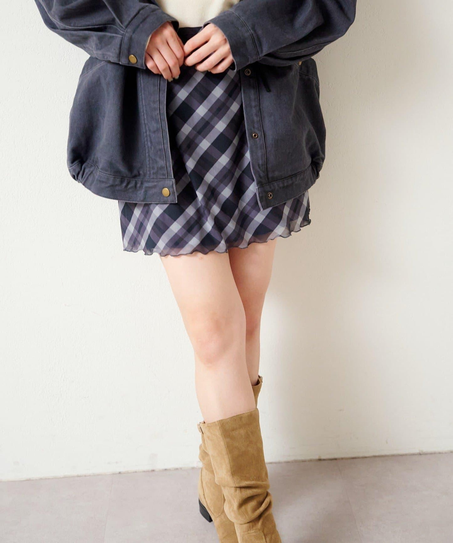 拼接透視半身裙