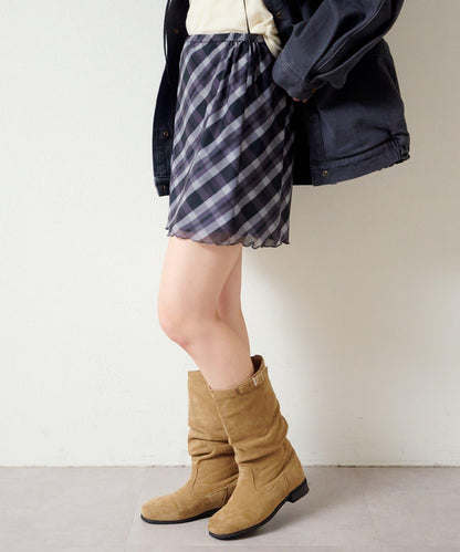 拼接透視半身裙