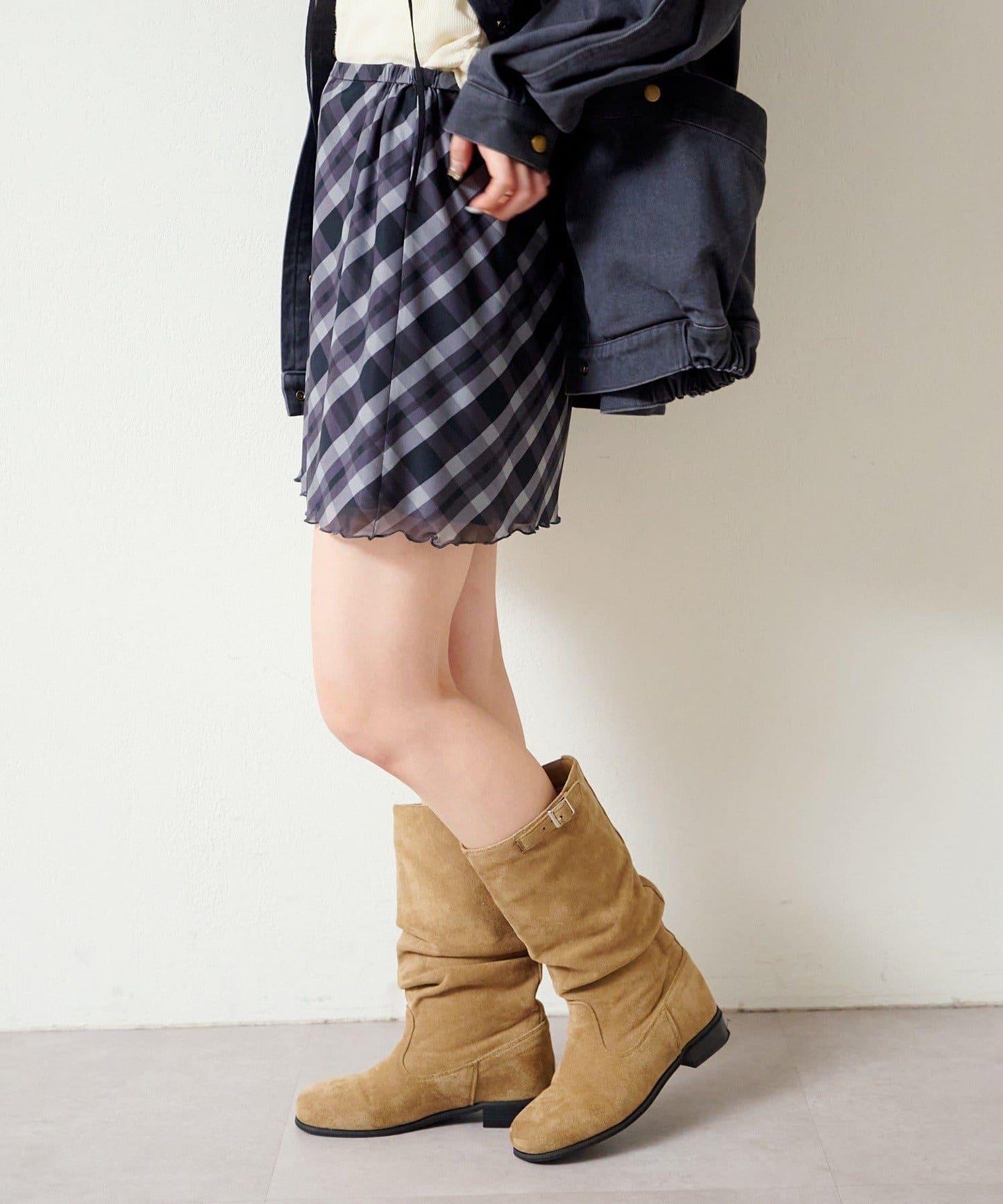 拼接透視半身裙