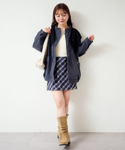 拼接透視半身裙