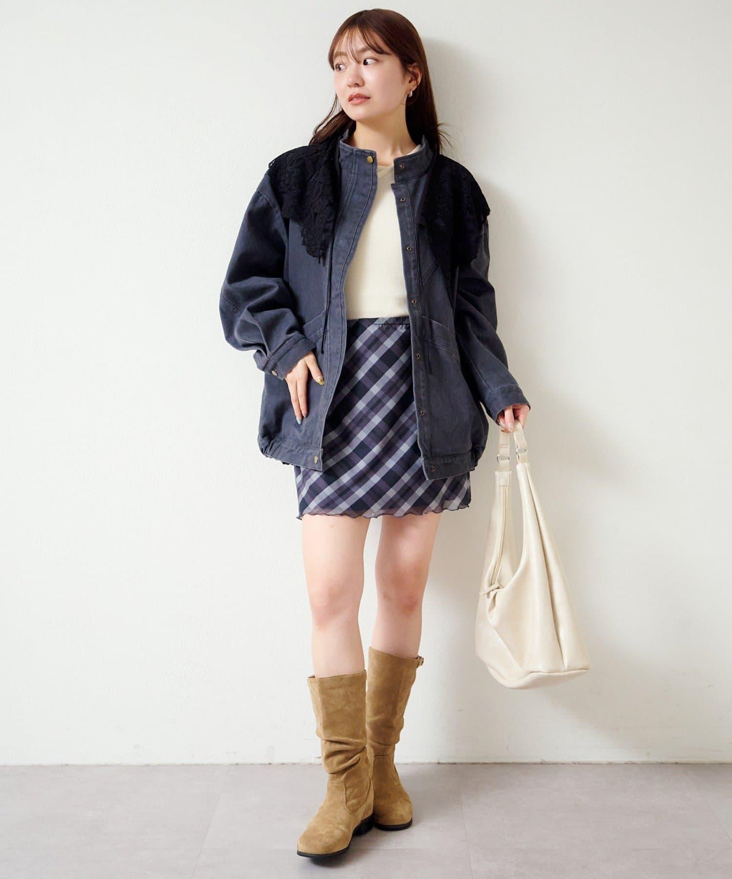 拼接透視半身裙