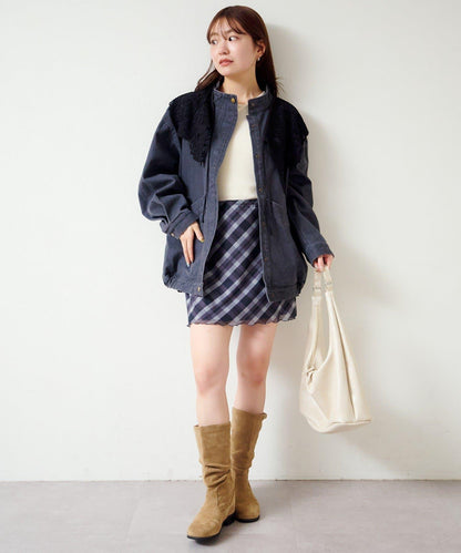 拼接透視半身裙