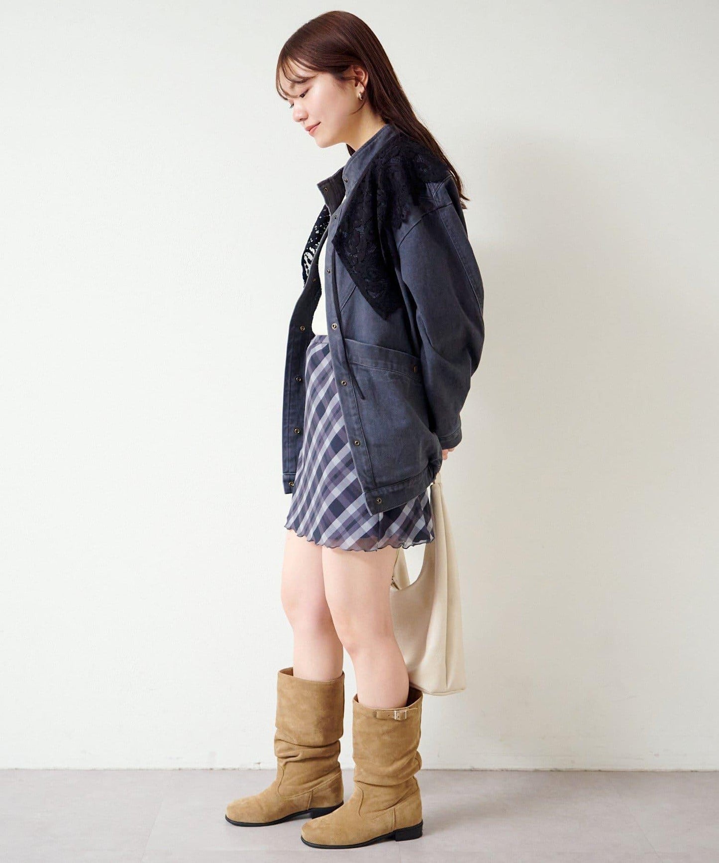 拼接透視半身裙