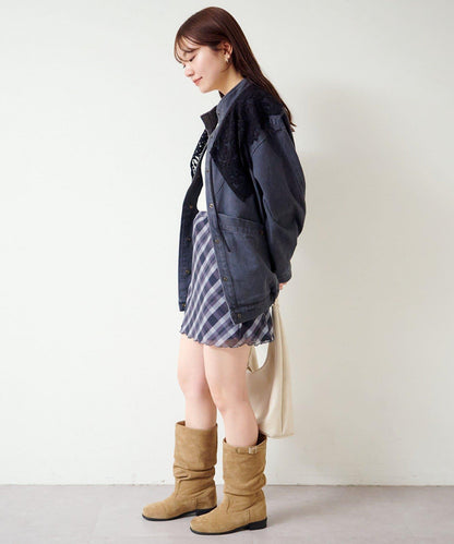 拼接透視半身裙