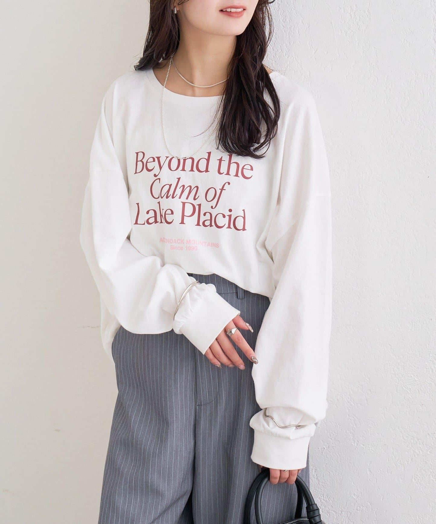 拼色大字母長袖T恤