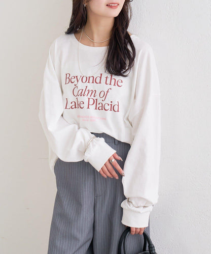 拼色大字母長袖T恤