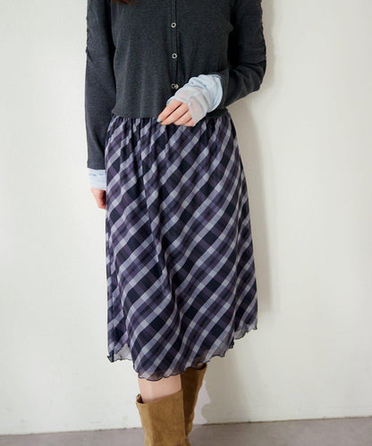 拼接透視半身裙