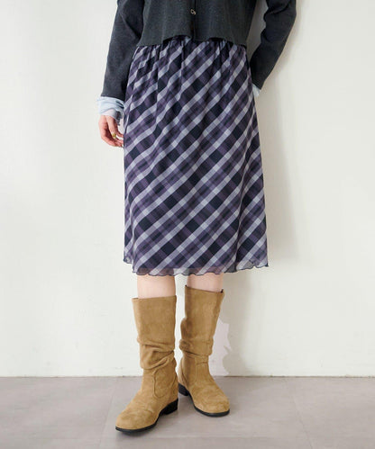 拼接透視半身裙