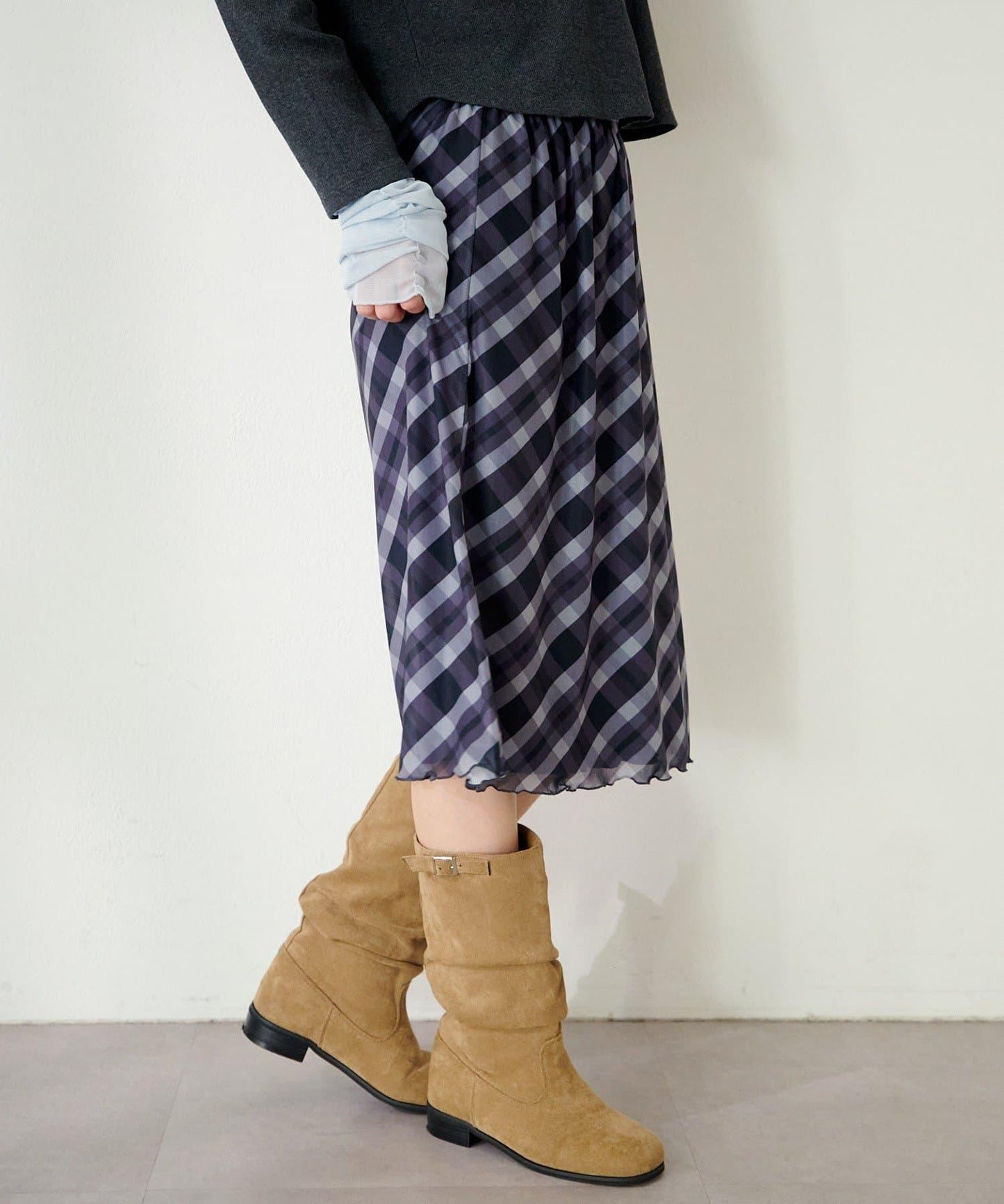 拼接透視半身裙