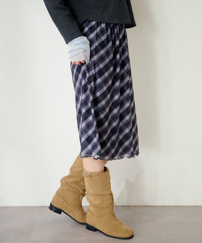 拼接透視半身裙