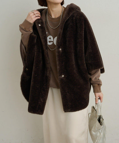 【Omekashi】短款仿毛絨斗篷