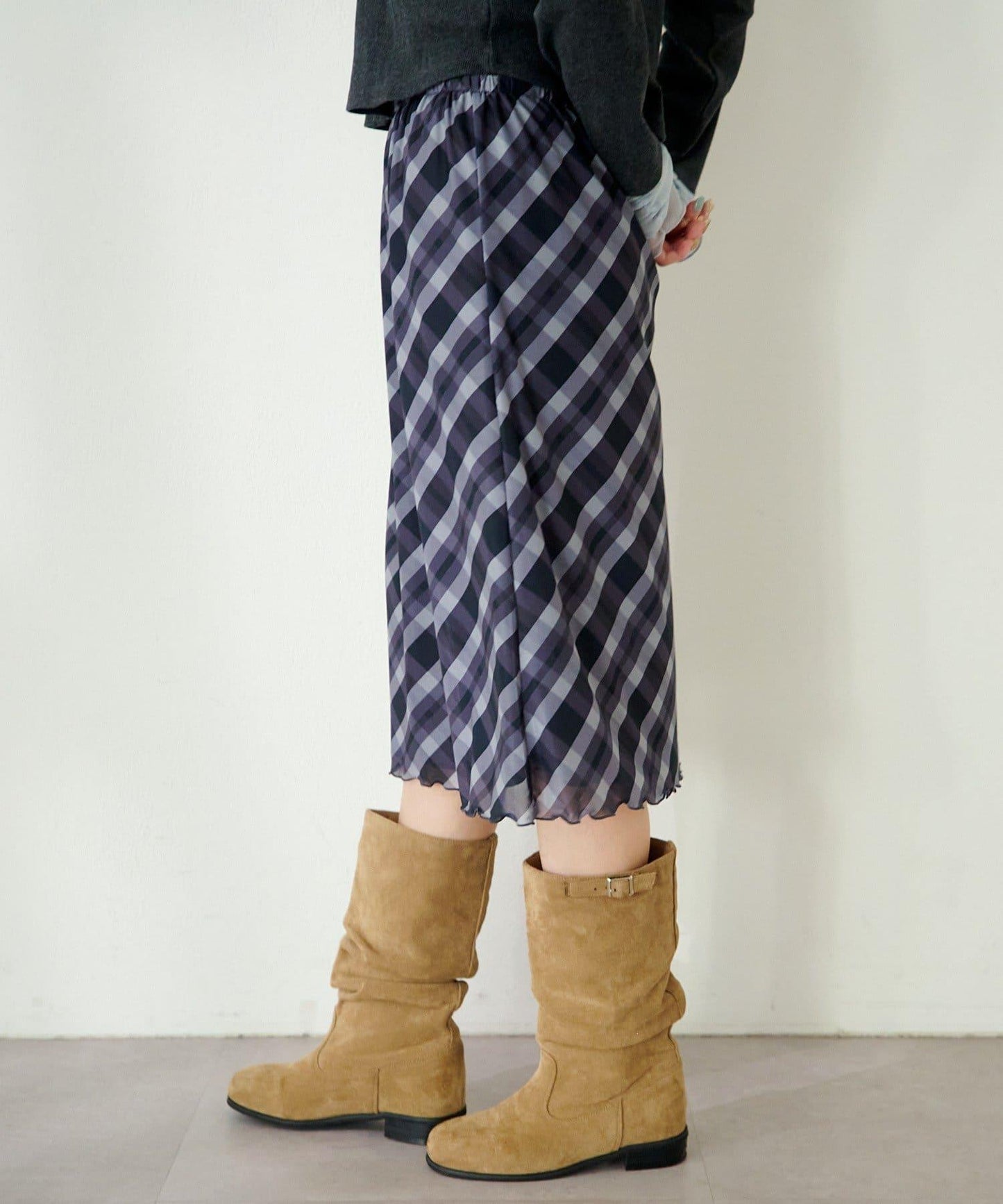 拼接透視半身裙