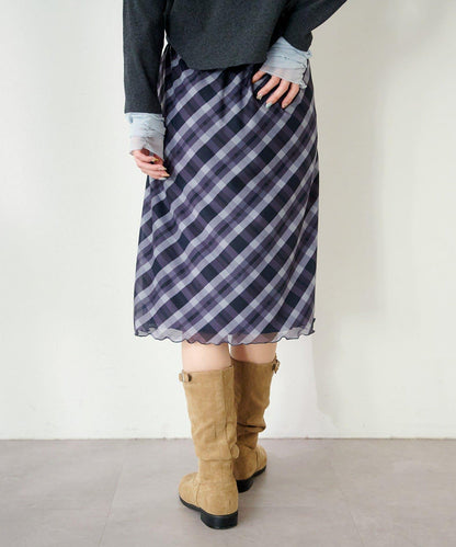 拼接透視半身裙