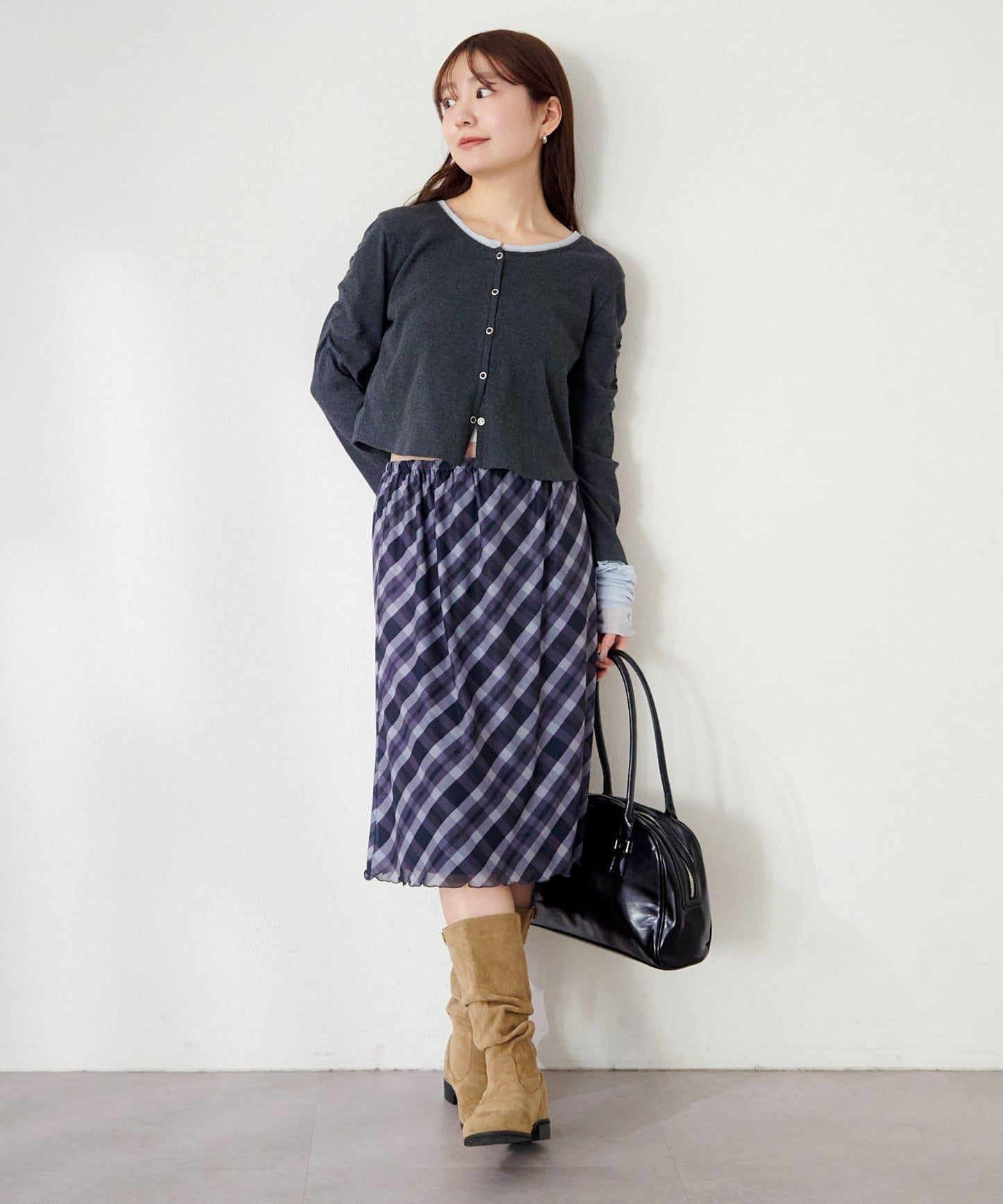 拼接透視半身裙