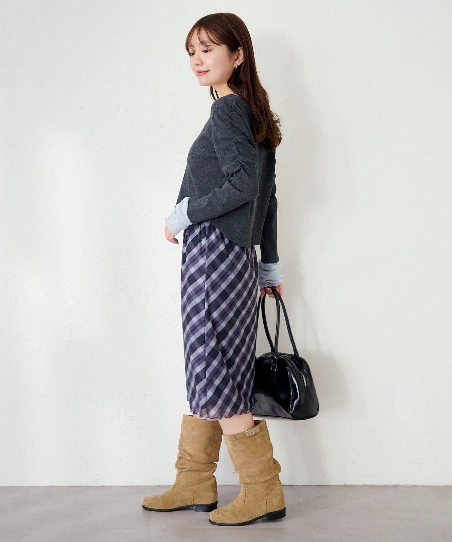 拼接透視半身裙