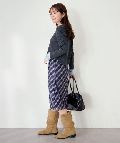 拼接透視半身裙